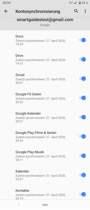 Stellen Sie sicher, dass Kontakte ausgewählt ist