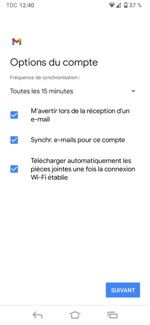 Sélectionnez SUIVANT