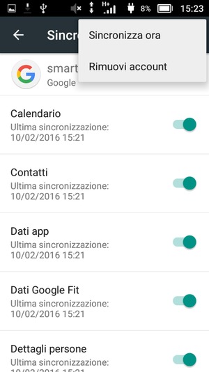 Seleziona Sincronizza ora