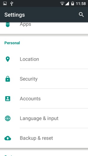 Return to the Settings menu and select Accounts