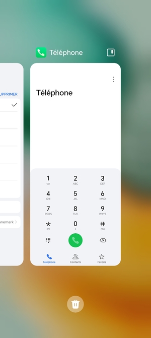 Sélectionnez l'icône Supprimer pour fermer toutes les applis en cours d'exécution