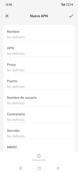 Introduzca la información de MMS