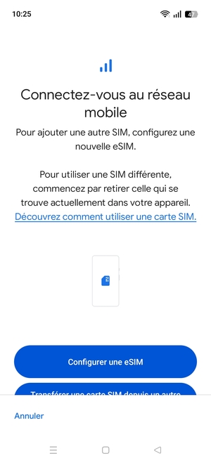 Sélectionnez Configurer une eSIM