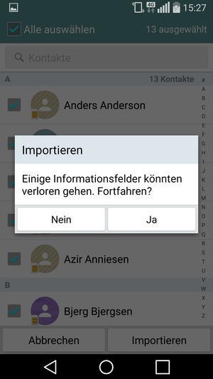 Wählen Sie Ja