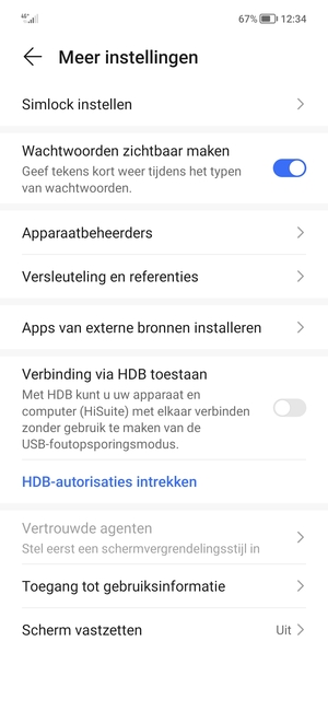 Selecteer Simlock instellen