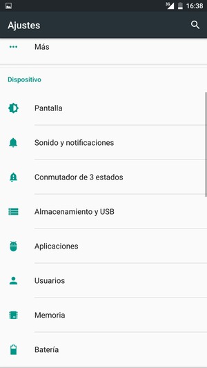 Desplácese y seleccione Batería