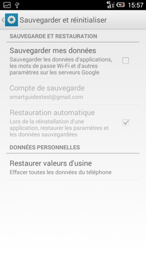 Cochez la case Sauvegarder mes données