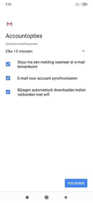 Selecteer VOLGENDE