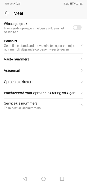 Selecteer Voicemail