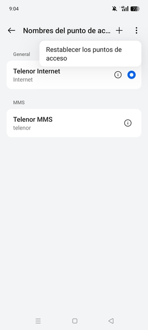 Seleccione Restablecer los puntos de acceso