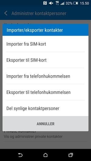 Vælg Importer fra SIM-kort