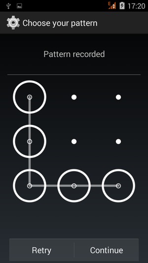 Draw an unlock pattern and select Continue