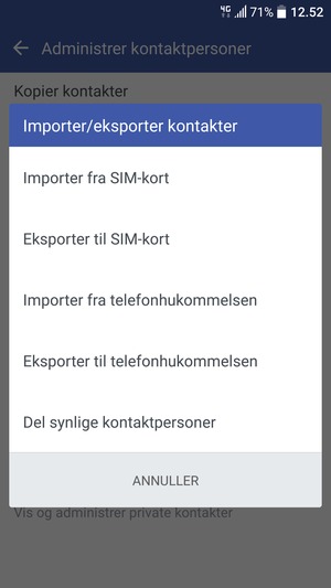 Vælg Importer fra SIM-kort