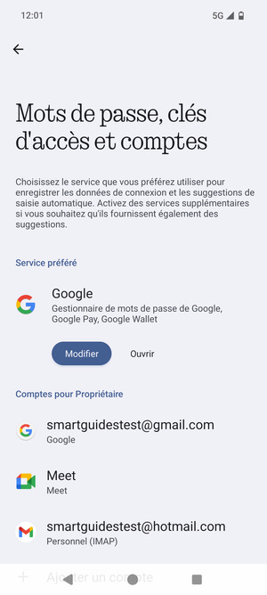 Sélectionnez votre compte Google