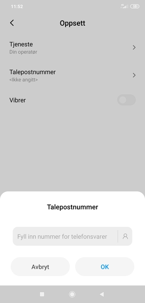 Skriv inn Talepostnummer og velg OK