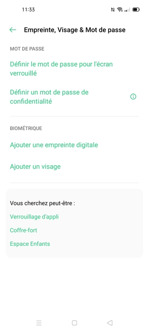 Sélectionnez Définir le mot de passe pour lécran verrouillage