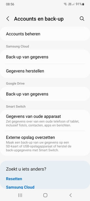 Scroll naar Google Drive en selecteer Back-up van gegevens