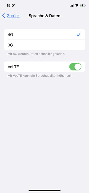 Um 3G zu aktivieren, wählen Sie 3G