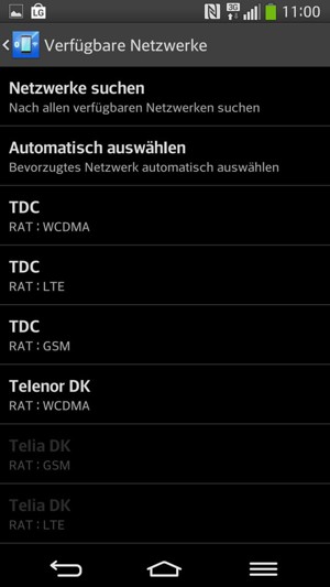 Wählen Sie einen Netzbetreiber von der Liste