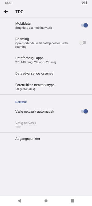 Slå Vælg netværk automatisk fra