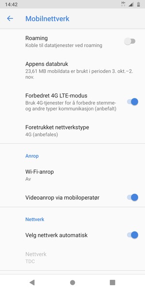Slå av Velg nettverk automatisk
