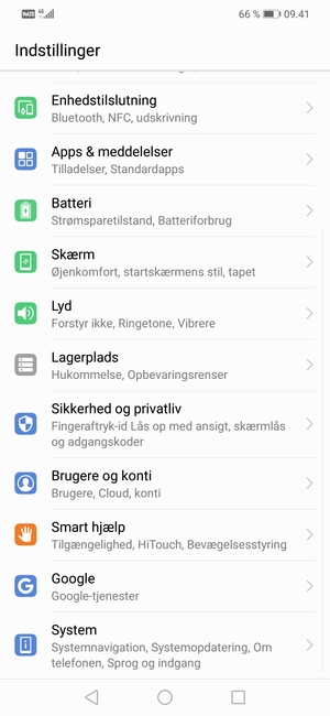 Scroll til og vælg System