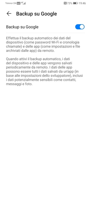 Seleziona il tasto Indietro