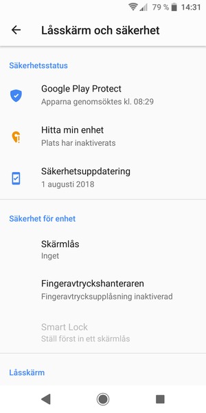 Välj Skärmlås