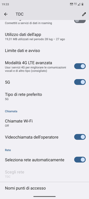 Scorri e seleziona Nomi punti di accesso