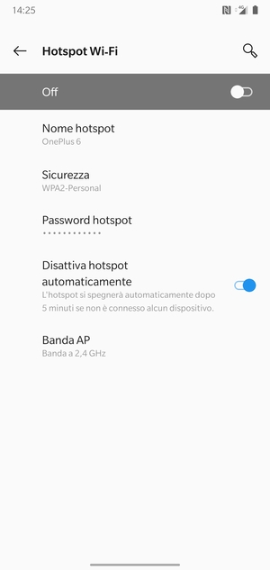 Seleziona Password hotspot
