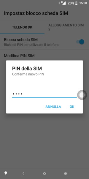 Conferma il nuovo PIN SIM e seleziona OK