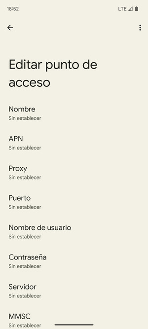 Introduzca la información de MMS