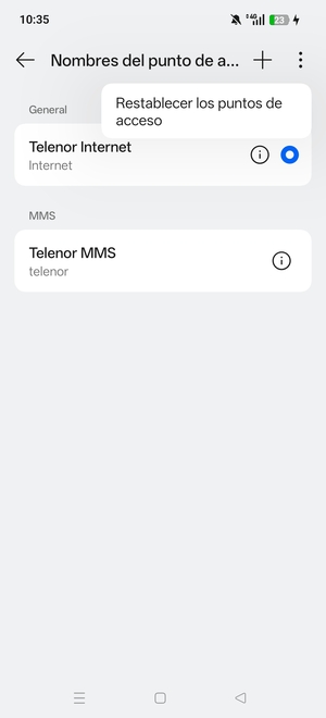 Seleccione Restablecer los puntos de acceso