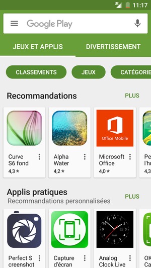 Sélectionnez la barre de Recherche