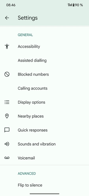 Scroll to and select Voicemail