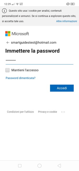 Inserisci la tua password e seleziona Accedi