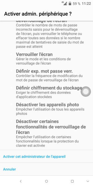 Faites défiler vers le bas et sélectionnez Activer cet administrateur de l'appareil