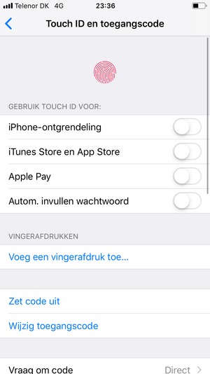 Selecteer Wijzig toegangscode