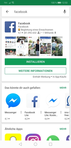 Wählen Sie die App