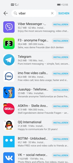 Wählen Sie die App