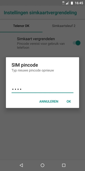 Bevestig uw nieuwe SIM pincode en selecteer OK
