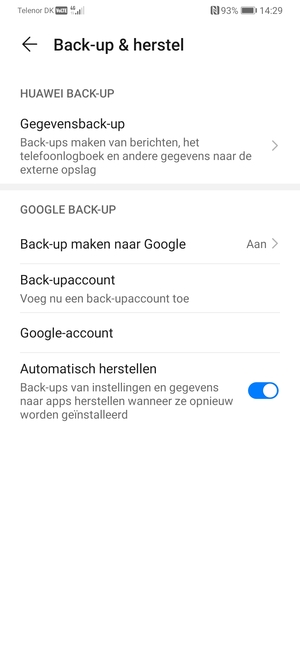 Selecteer Back-upaccount