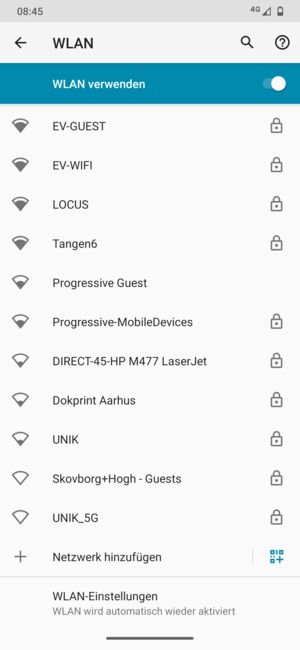 Wählen Sie das Wireless-Netzwerk, zu dem Sie eine Verbindung herstellen möchten