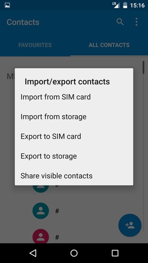 Select Import from SIM card