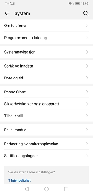 Velg Sikkerhetskopier og gjenopprett