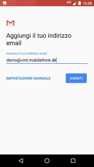 Inserisci il tuo indirizzo email e seleziona AVANTI