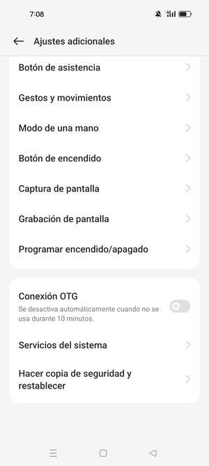 Desplácese y seleccione Hacer copia de seguridad y restablecer