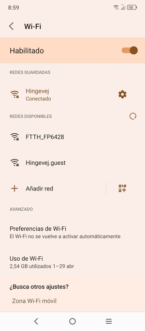 Ahora está conectado a la red Wi-Fi