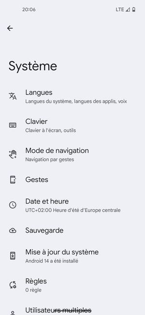 Sélectionnez Mise à jour du système