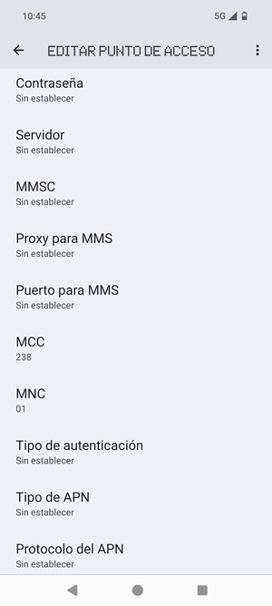 Desplácese hacia abajo e introduzca la información de Internet